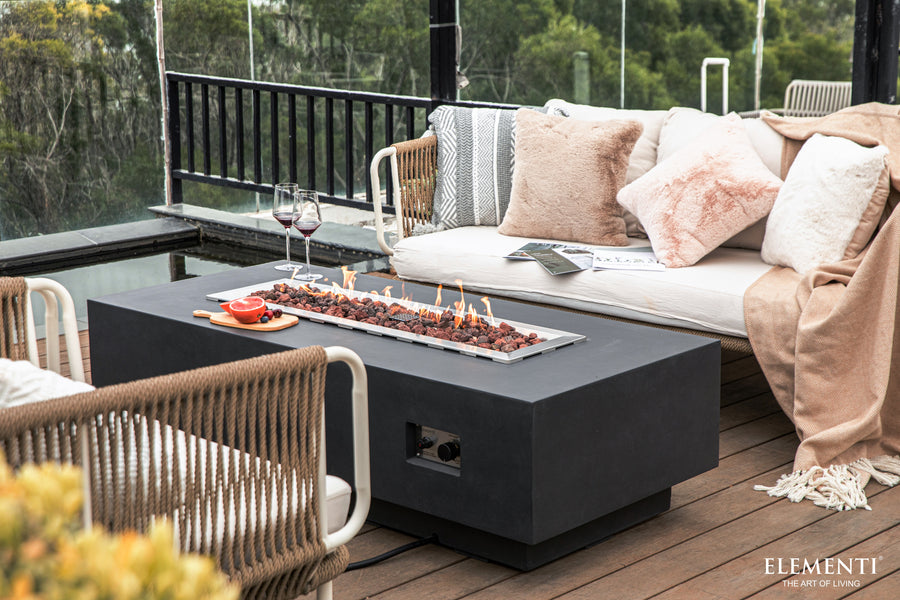 Elementi - Granville Rectangular Concrete Fire Pit Table OFG121 - Fire Pit Stock