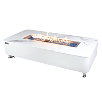 Thumbnail for Elementi Plus - Athens Rectangular Marble Concrete Base Fire Pit Table - OFP102BW - Fire Pit Stock