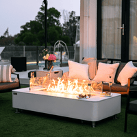 Thumbnail for Elementi Plus - Athens Rectangular Marble Concrete Base Fire Pit Table - OFP102BW - Fire Pit Stock