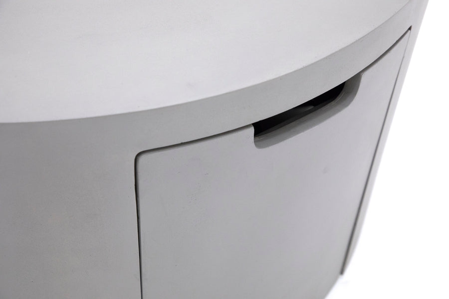 Elementi - Pacaya Round Concreate Fire Pit Table, Hidden Propane Storage OFG311