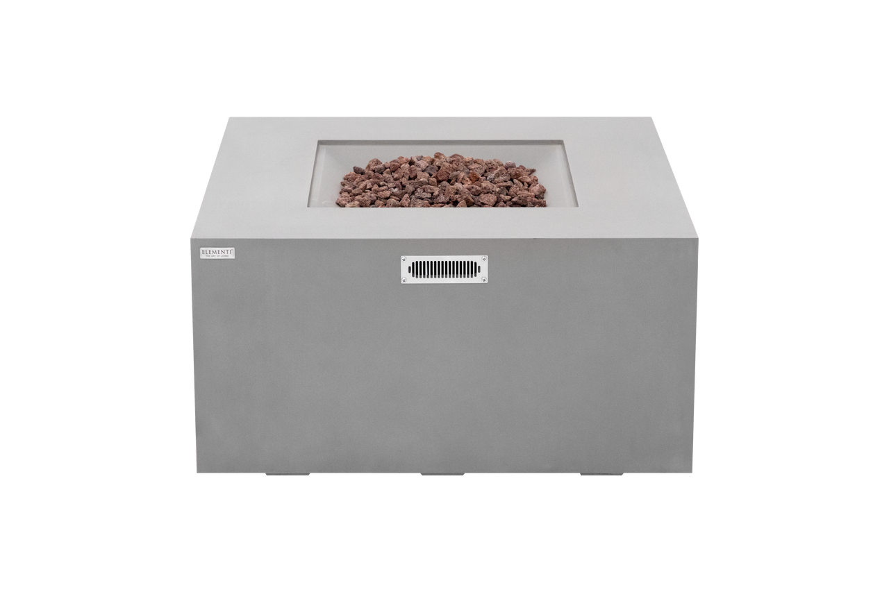 Elementi - Rocky Square Concrete Fire Pit Table, Hidden Propane Storage OFG310