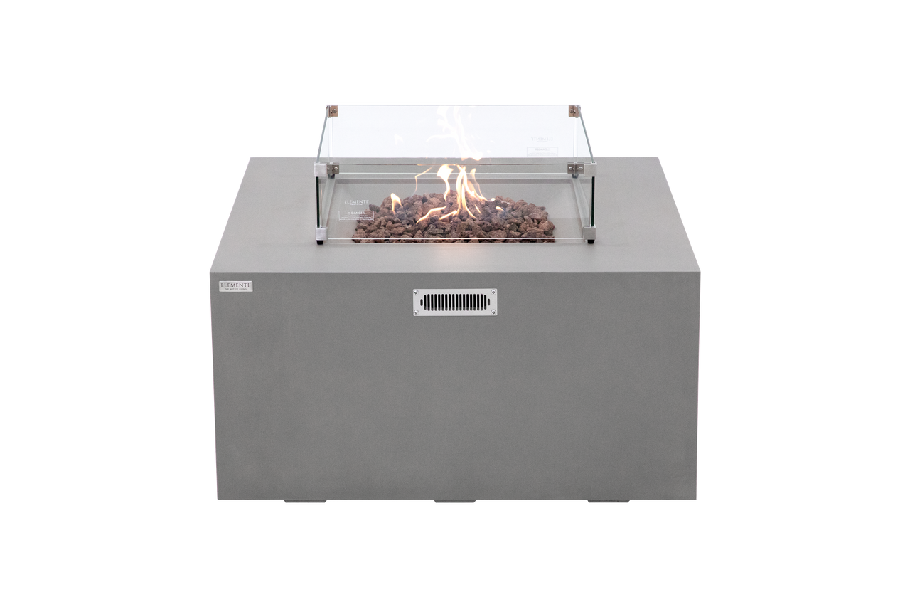 Elementi - Rocky Square Concrete Fire Pit Table, Hidden Propane Storage OFG310