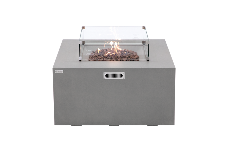 Elementi - Rocky Square Concrete Fire Pit Table, Hidden Propane Storage OFG310