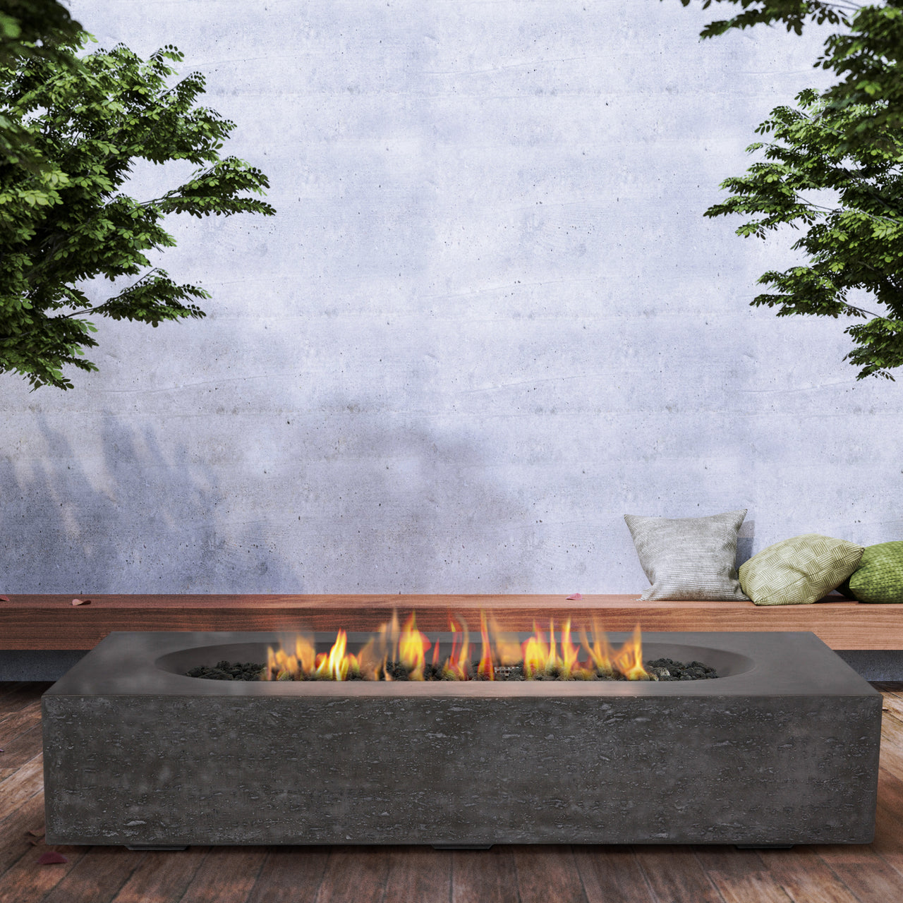 PyroMania Fire - Alchemy Rectangle Concrete Fire Pit Table
