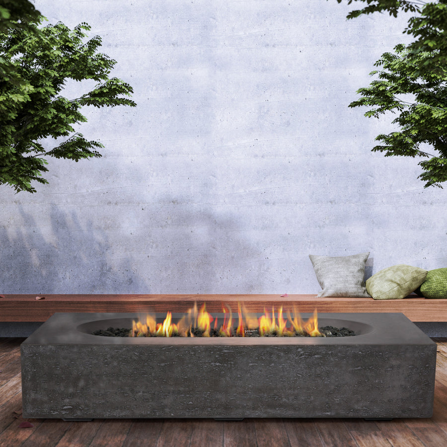 PyroMania Fire - Alchemy Rectangle Concrete Fire Pit Table