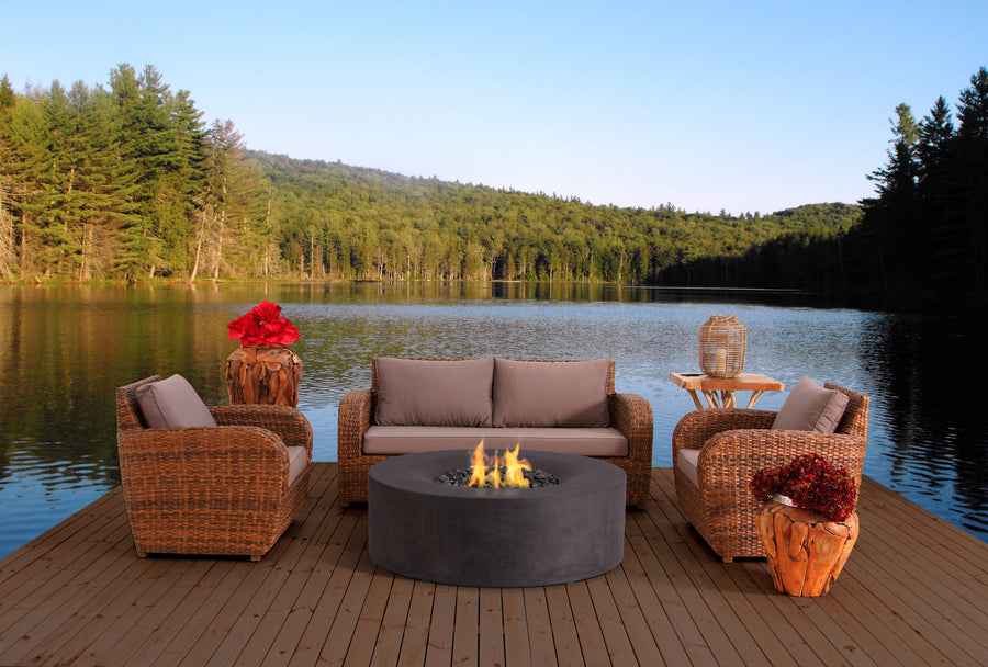 PyroMania Fire - Avalon Round Concrete Fire Pit Table - Fire Pit Stock