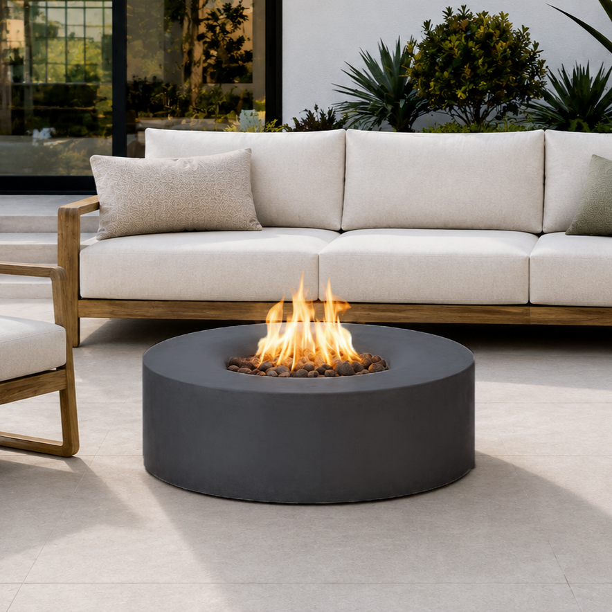 PyroMania Fire - Avalon Round Concrete Fire Pit Table