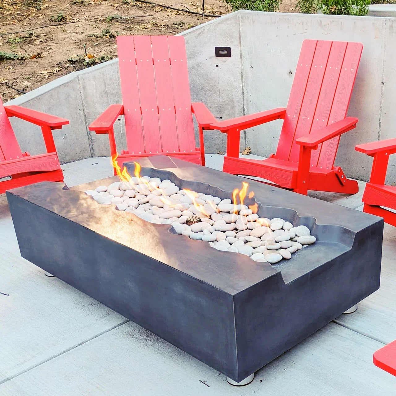 PyroMania Fire - Arroyo Rectangle Concrete Fire Pit Table