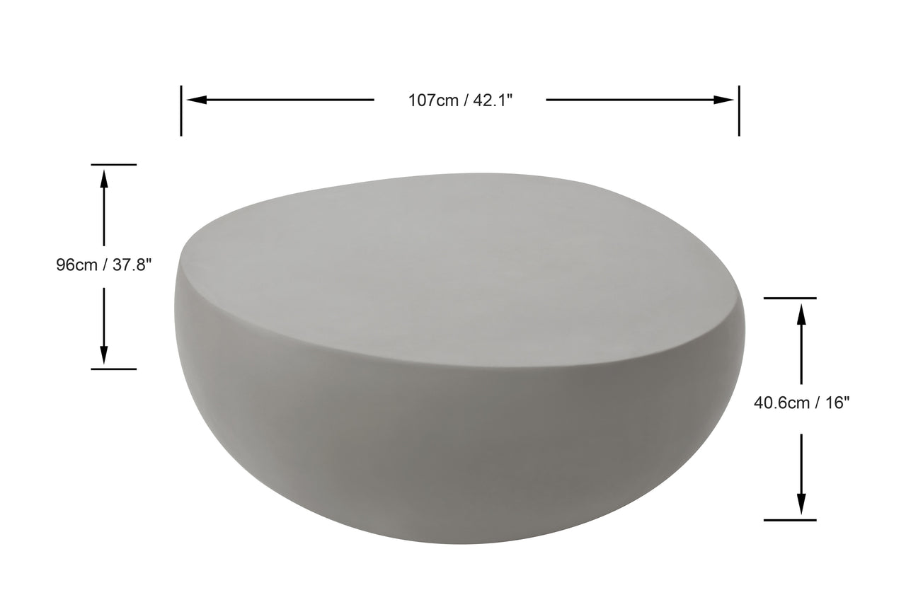 Elementi Home - Ikaria 42" Egg Shape Concrete Coffee Table FCG09