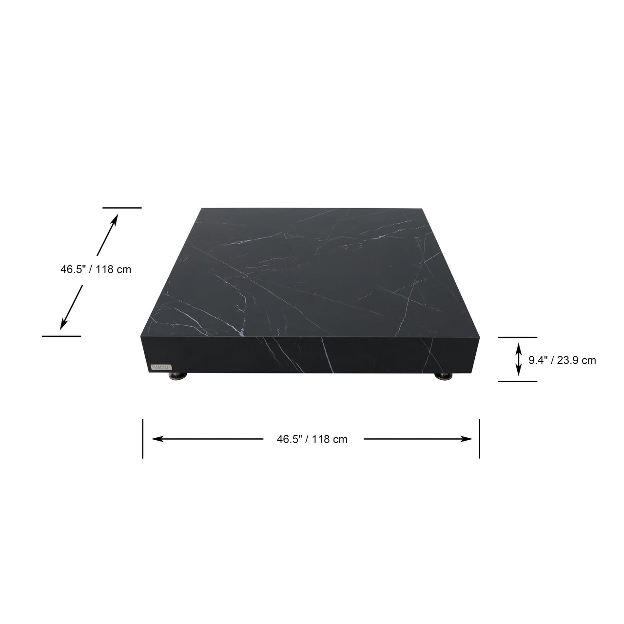 Elementi Home - Sofia 46" Square Porcelain Coffee Table FCP03-BB