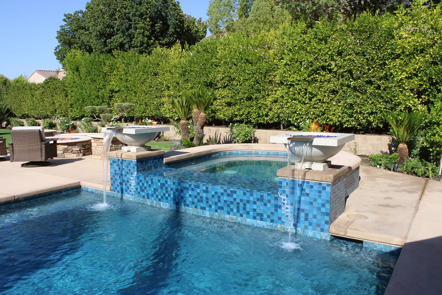 Prism Hardscapes - Ibiza Round Concrete Fire and Water Bowl w/ Electronic Ignition - Fire Pit Stock