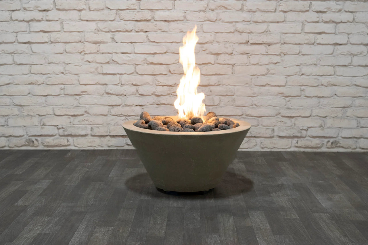 Prism Hardscapes - Verona Round Concrete Fire and Water Bowl w/ Electronic Ignition - Fire Pit Stock