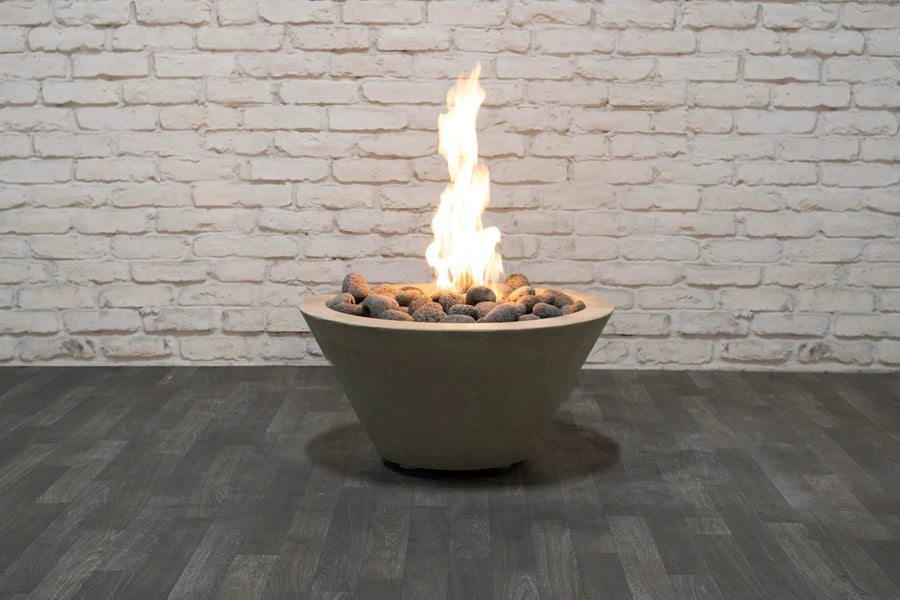 Prism Hardscapes - Verona Round Concrete Fire and Water Bowl w/ Electronic Ignition - Fire Pit Stock