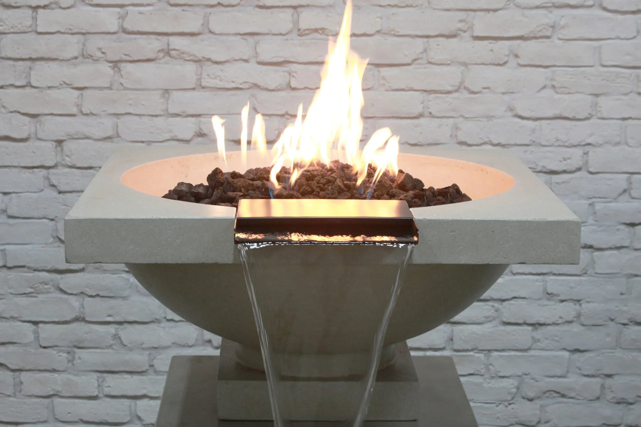 Prism Hardscapes - Ibiza Round Concrete Fire and Water Bowl w/ Electronic Ignition - Fire Pit Stock