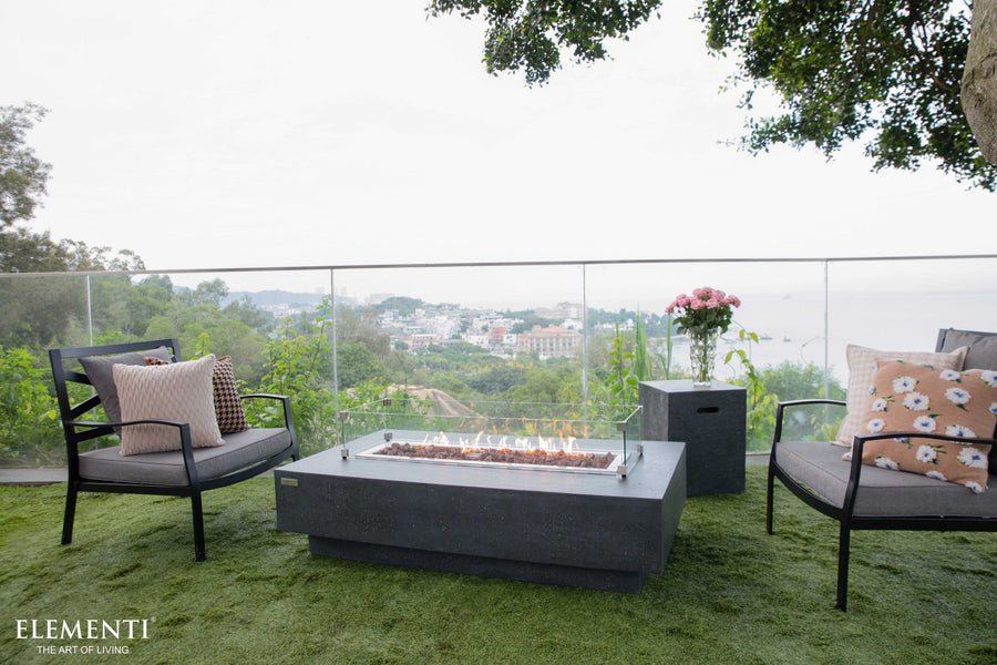 Elementi - Hampton Rectangle Concrete Fire Pit Table OFG139