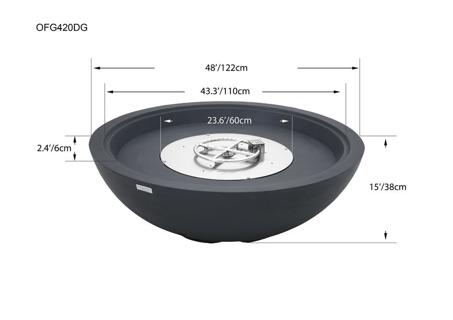 Elementi Plus - Rose Bowl Concreate Fire Pit OFG420