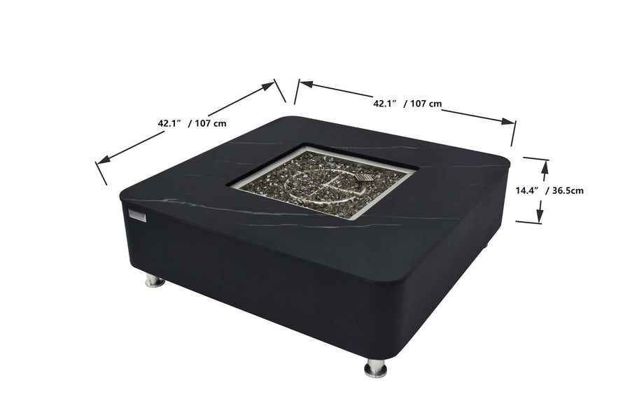 Elementi Plus - Copenhagen 42” Square Porcelain Top Fire Table OFP101BB