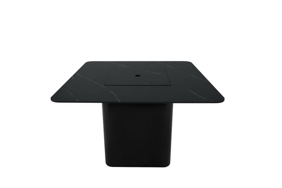 Elementi Plus - Brugge 46” Square Marble Porcelain Dining Table, Hidden Propane Storage - OFP202BB-LP