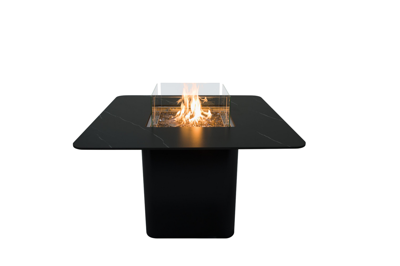 Elementi Plus - Brugge 46” Square Marble Porcelain Dining Table, Hidden Propane Storage - OFP202BB-LP