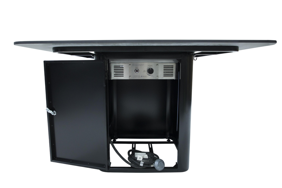 Elementi Plus - Brugge 46” Square Marble Porcelain Dining Table, Hidden Propane Storage - OFP202BB-LP