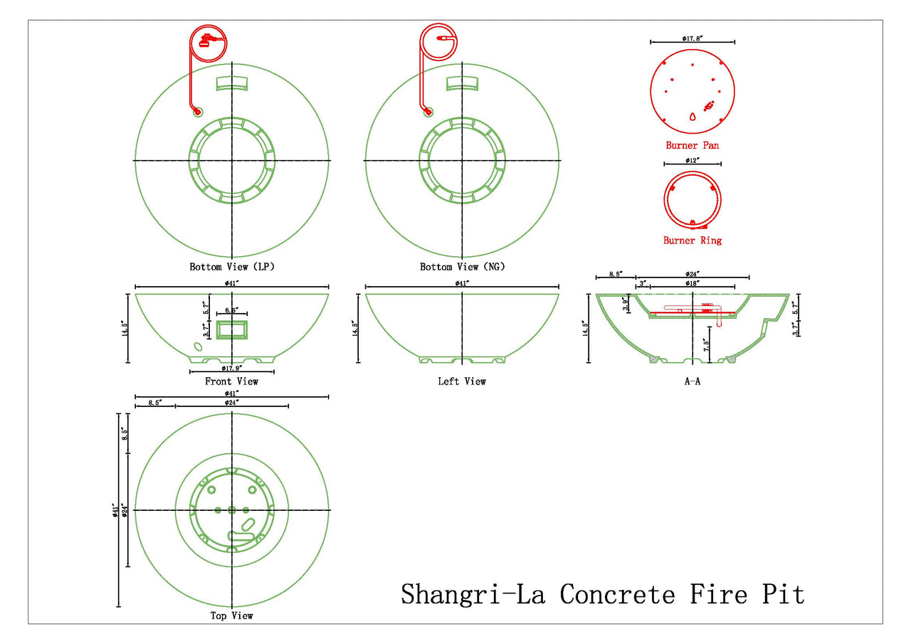 PyroMania Fire - Shangri-La Round Concrete Fire Pit Bowl
