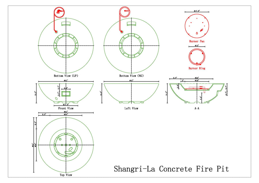 PyroMania Fire - Shangri-La Round Concrete Fire Pit Bowl