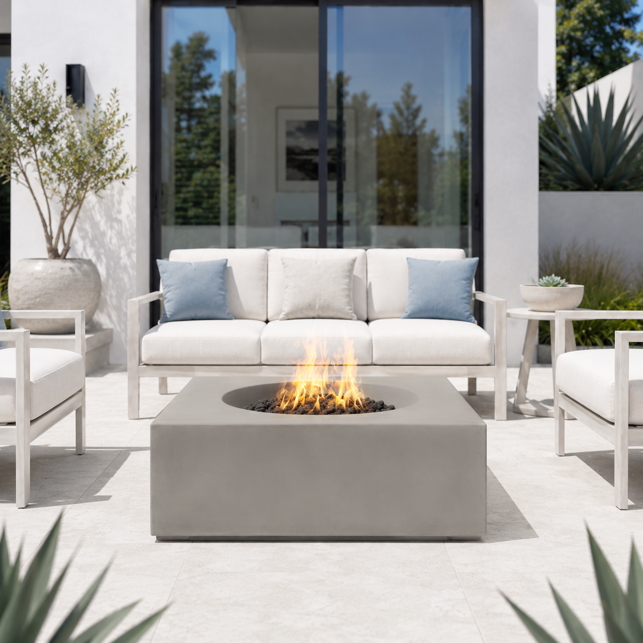 PyroMania Fire - Tao Square Concrete Fire Pit Table