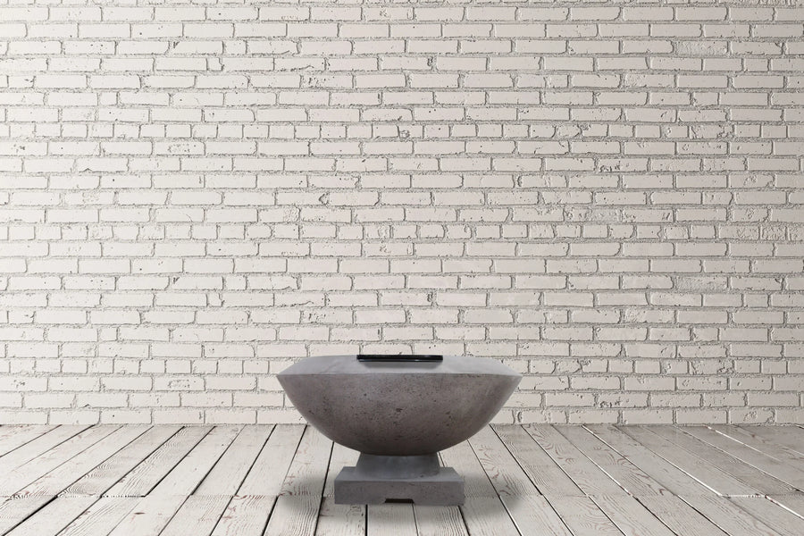 Prism Hardscapes - Toscano Round Concrete Fire and Water Bowl w/ Match-Lit Ignition - Fire Pit Stock