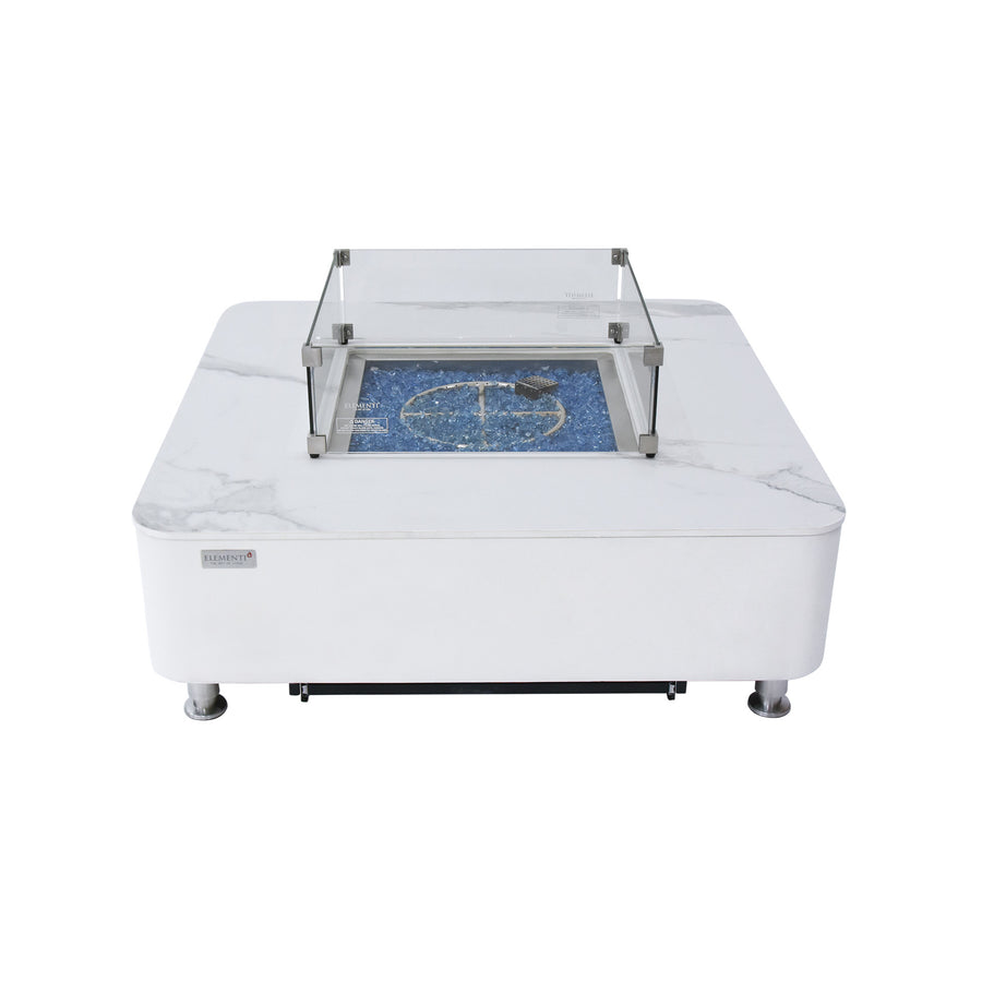 Elementi Plus - Annecy 42” Square Marble Porcelain Fire Table OFP101BW