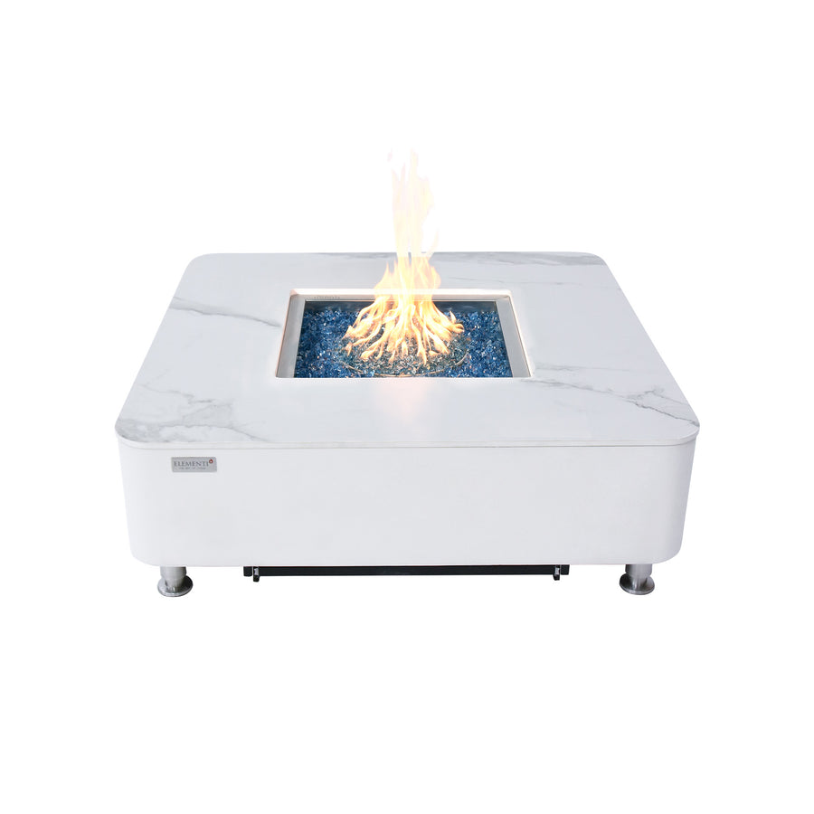 Elementi Plus - Annecy 42” Square Marble Porcelain Fire Table OFP101BW