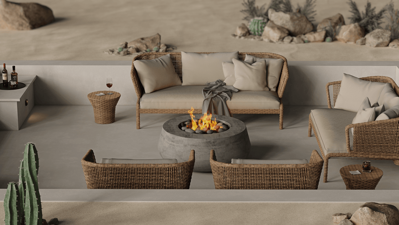 Prism Hardscapes - Oasis Round Concrete Fire Bowl - Fire Pit Stock