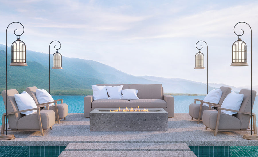 PyroMania Fire - Millenia Rectangle Concrete Fire Pit Table - Fire Pit Stock
