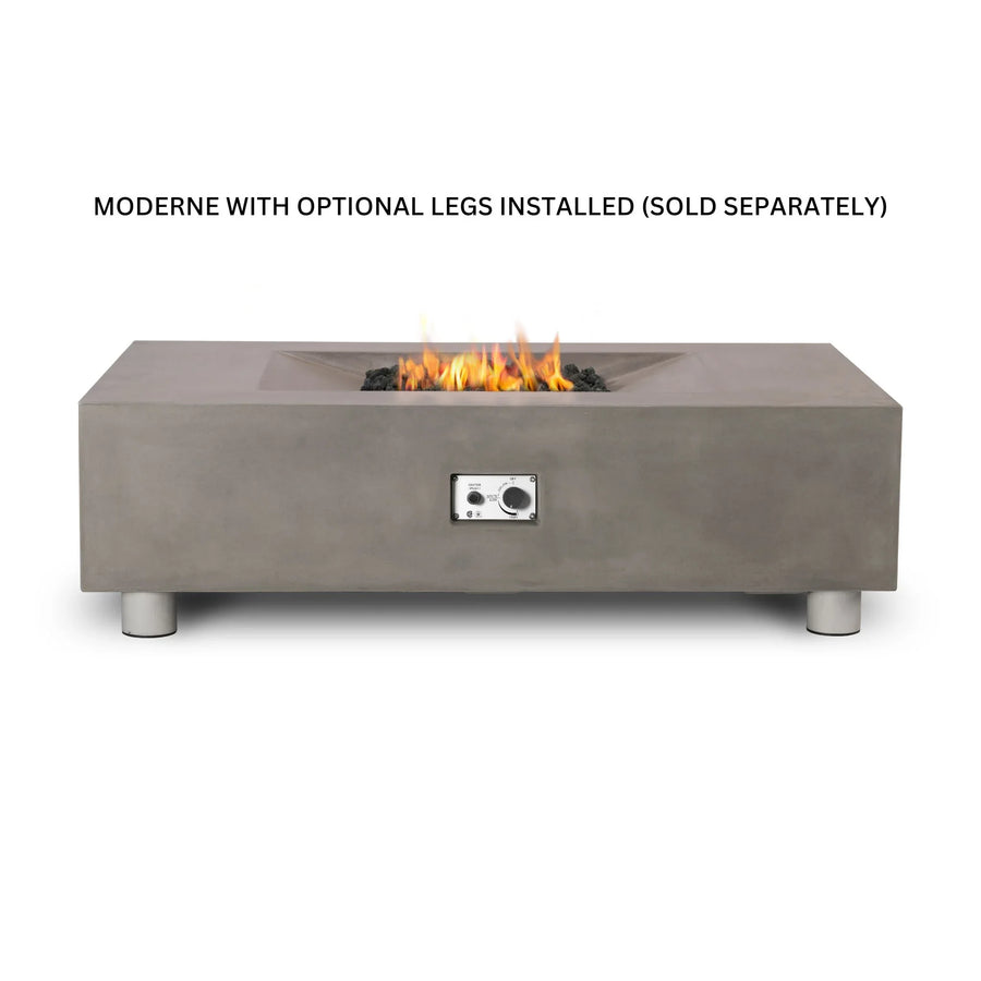 PyroMania Fire - Moderne Rectangle Concrete Fire Pit Table - Fire Pit Stock