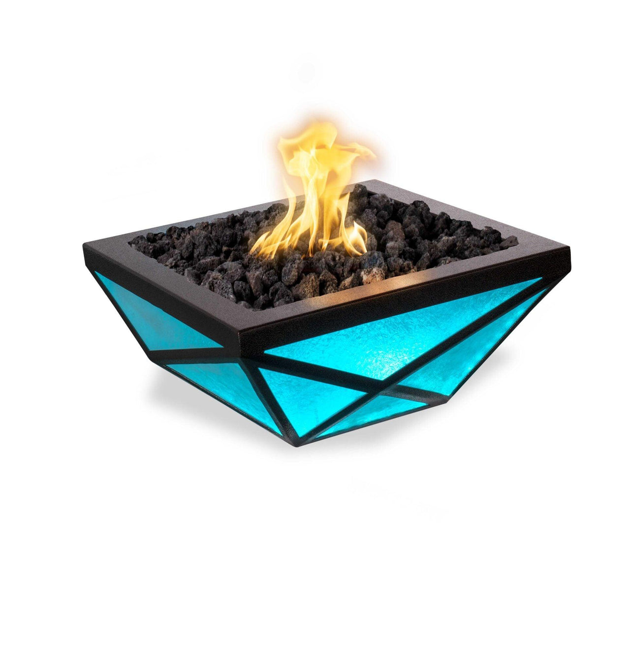 The Outdoor Plus - Gladiator LED Metal Powder Coat Finish Square Fire Pit Bowl OPT-GLDPCLED - Fire Pit Stock