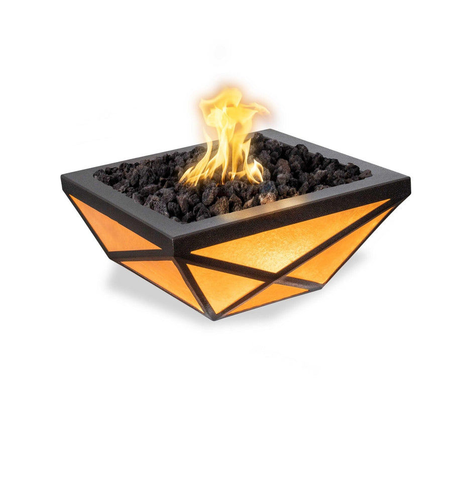 The Outdoor Plus - Gladiator LED Metal Powder Coat Finish Square Fire Pit Bowl OPT-GLDPCLED - Fire Pit Stock