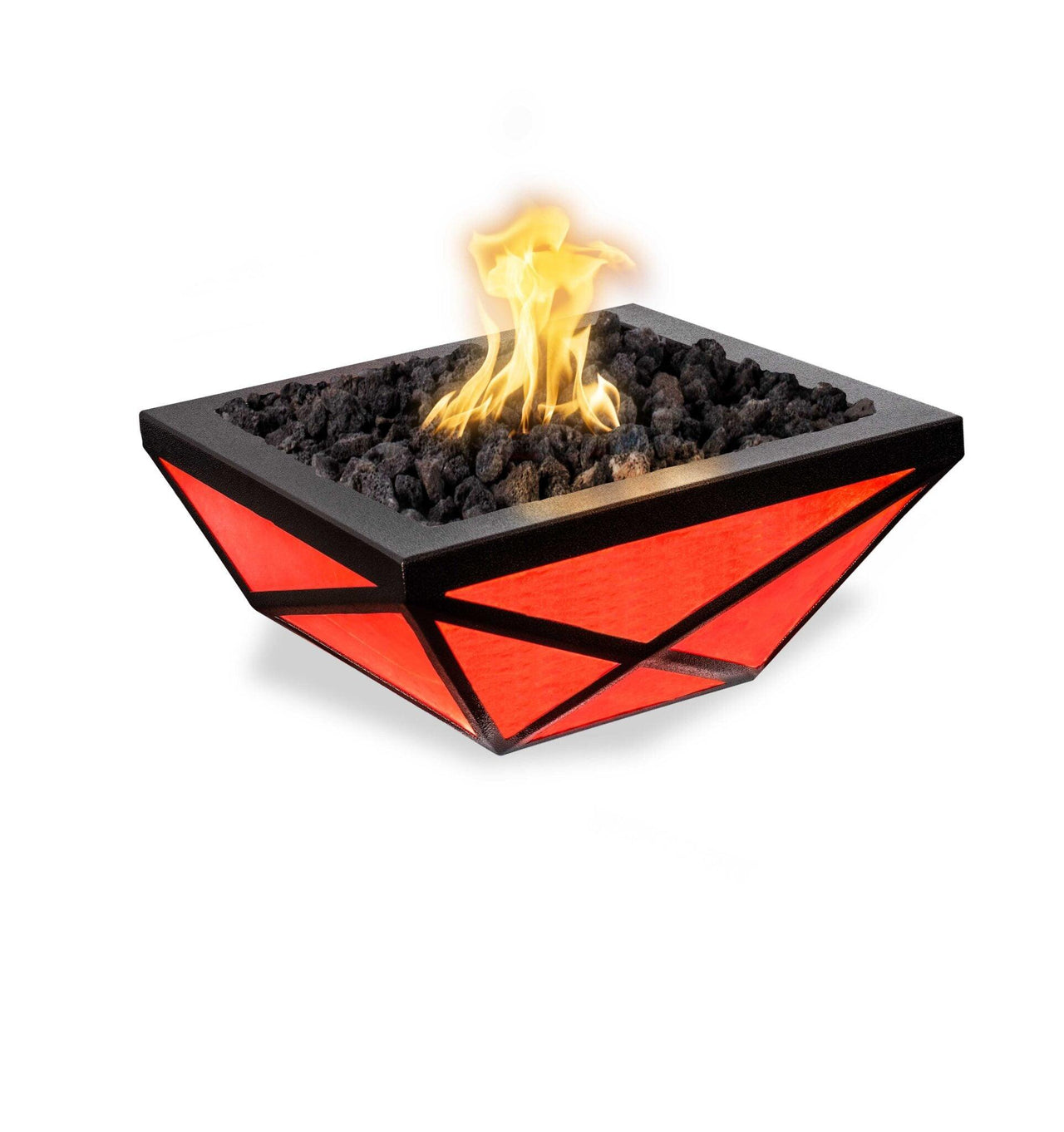 The Outdoor Plus - Gladiator LED Metal Powder Coat Finish Square Fire Pit Bowl OPT-GLDPCLED - Fire Pit Stock