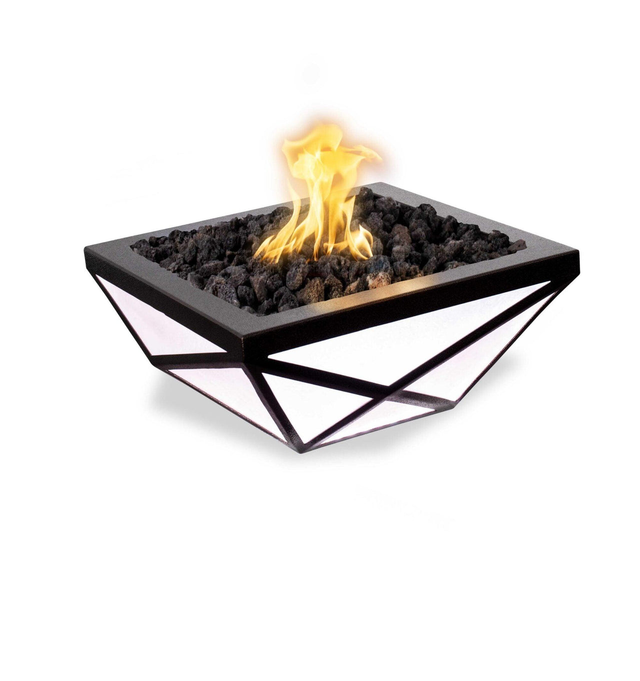 The Outdoor Plus - Gladiator LED Metal Powder Coat Finish Square Fire Pit Bowl OPT-GLDPCLED - Fire Pit Stock