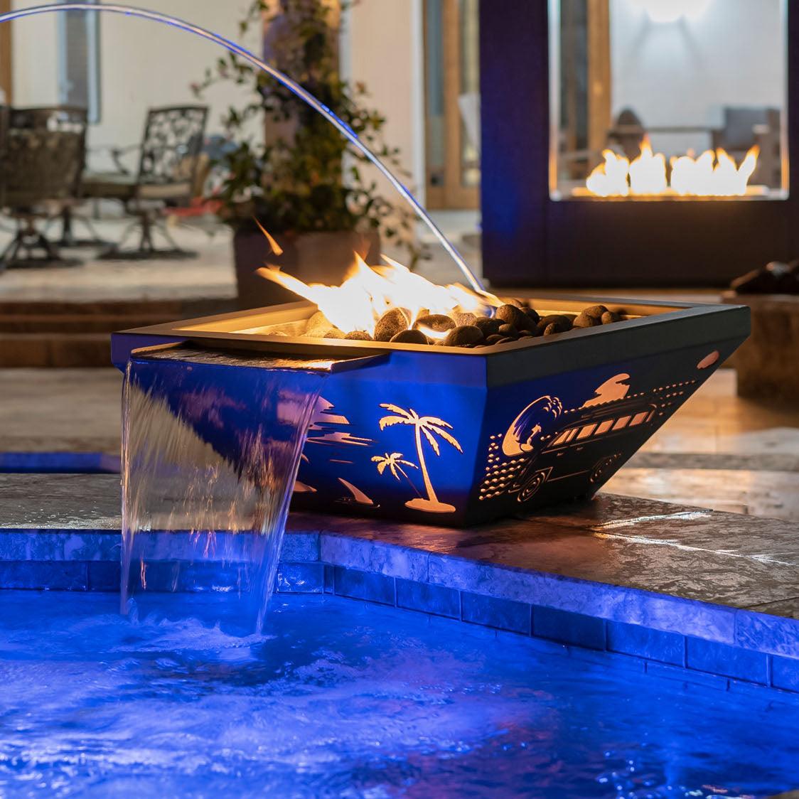 The Outdoor Plus - Light House (Miami) LED Aluminum Powder Coated Fire Bowl OPT-LHFOMIAPC - Fire Pit Stock