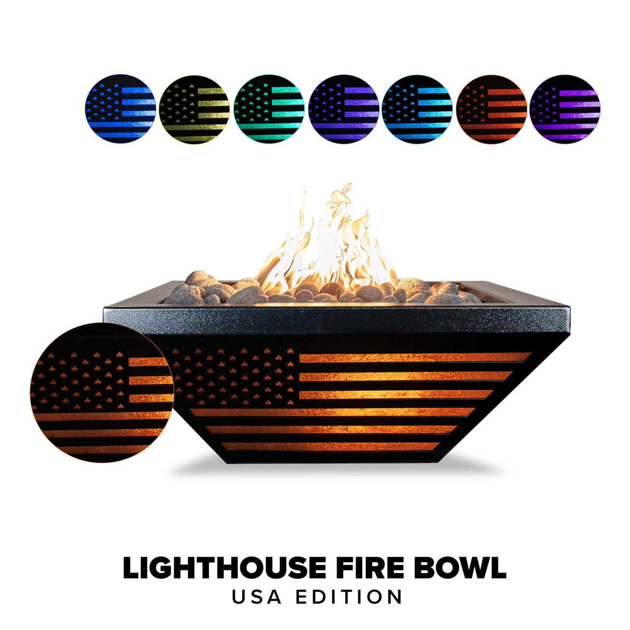 The Outdoor Plus - Light House (USA) LED Fire Bowl Aluminum Powder Coat Fire Bowl OPT-LHFOUSAFPC - Fire Pit Stock