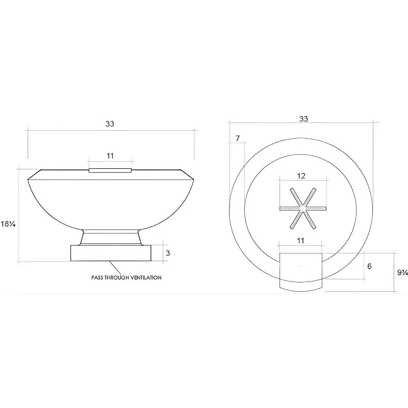 Prism Hardscapes - Toscano Round Concrete Fire and Water Bowl w/ Match-Lit Ignition - Fire Pit Stock