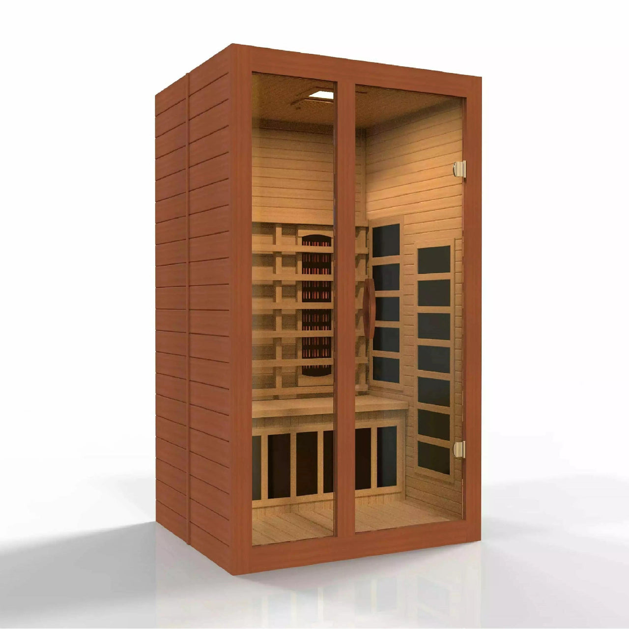 Golden Designs Sauna: Santiago 2 Person Full Spectrum Infrared Sauna - Canadian Hemlock - Fire Pit Stock
