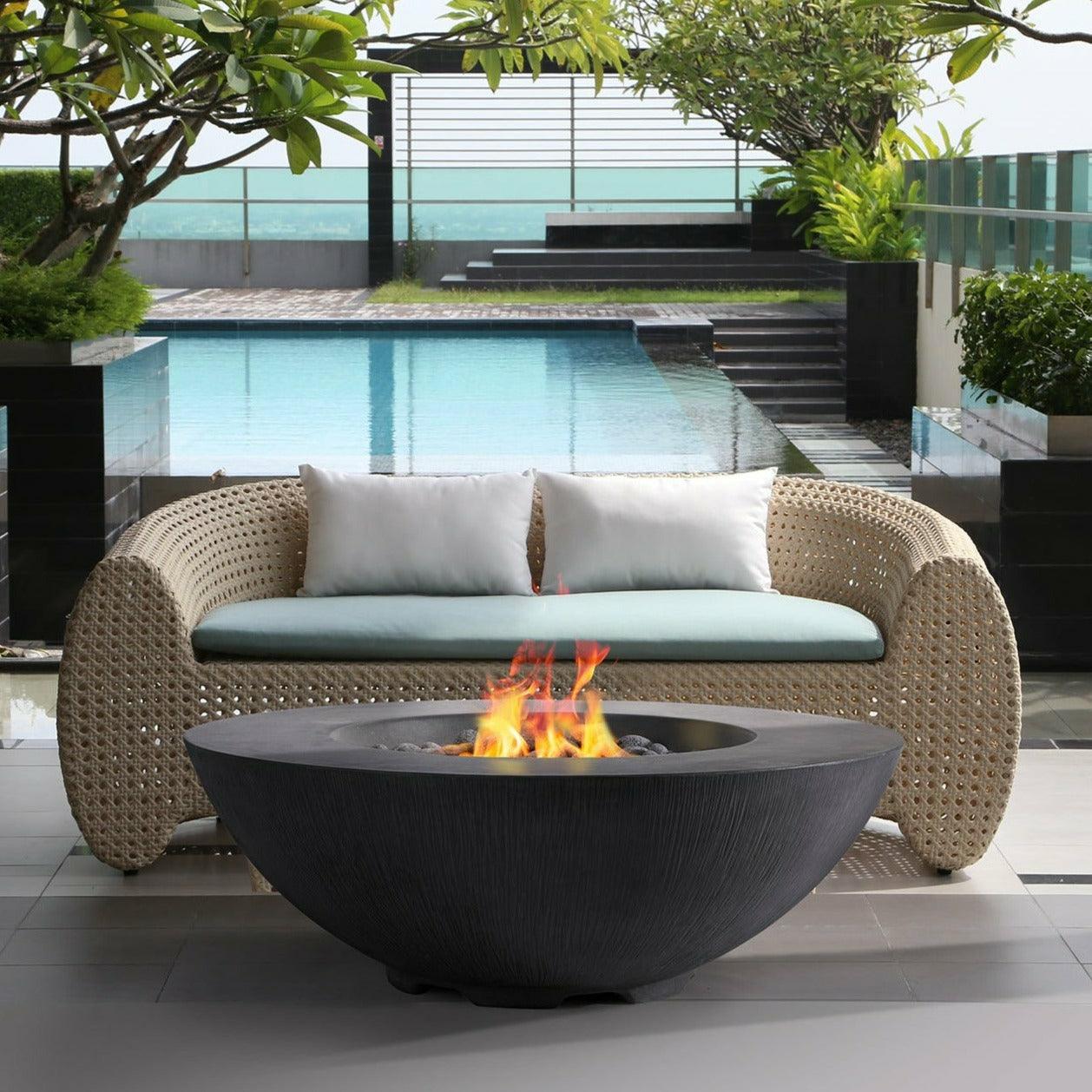 PyroMania Fire - Shangri-La Round Concrete Fire Pit Table - FirePitStock™