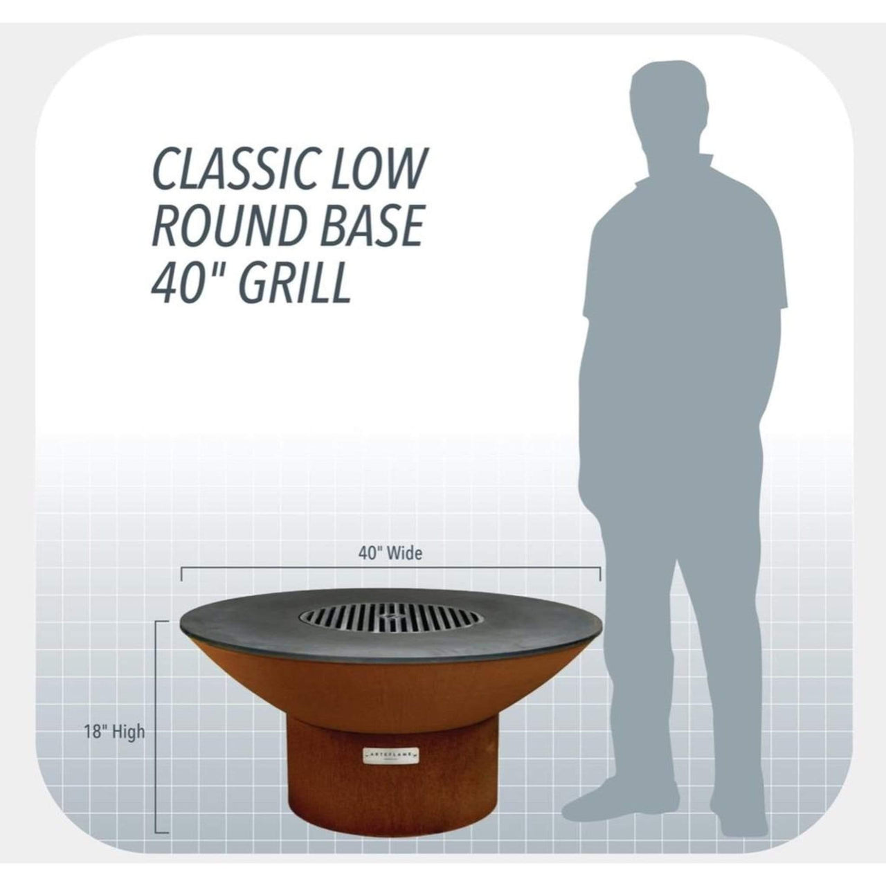Arteflame 40" Fire Pit Low Round Base - Fire Pit Stock