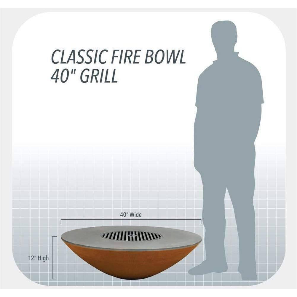 Arteflame Classic 40" Fire Bowl with Cooktop - Fire Pit Stock