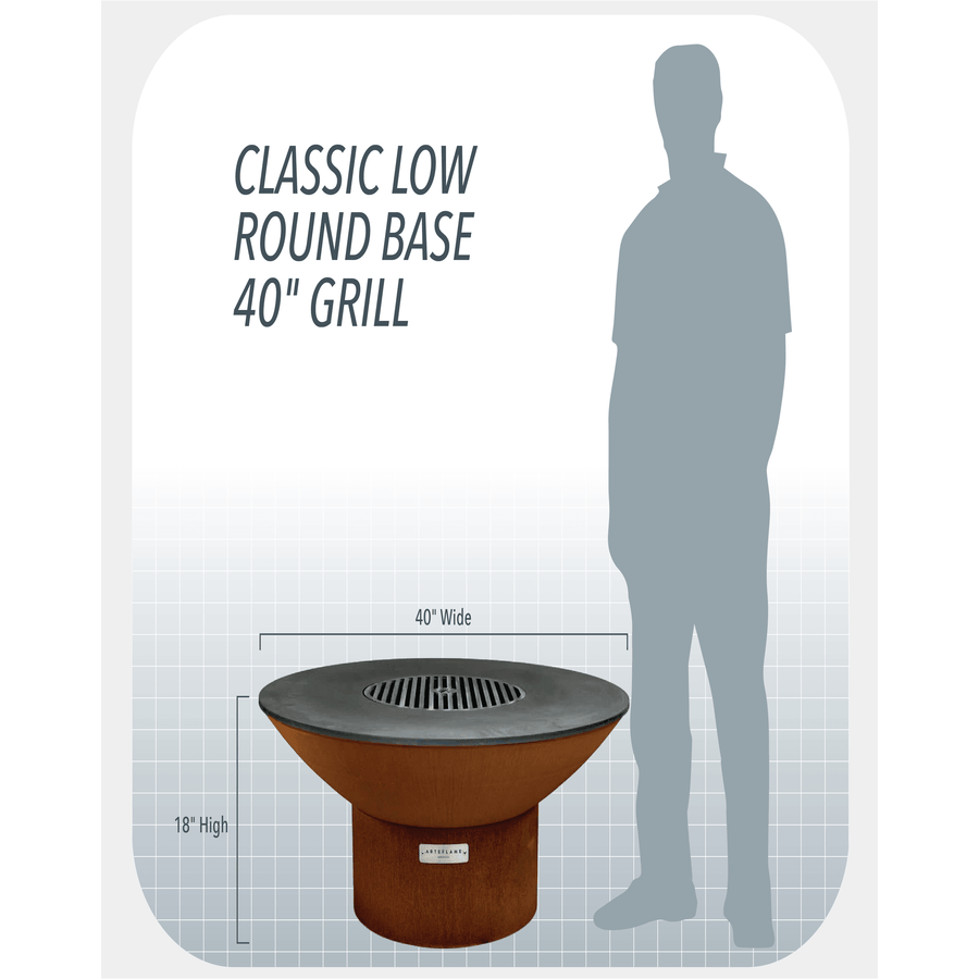 Arteflame Classic 40" Grill - Low Round Base - Fire Pit Stock
