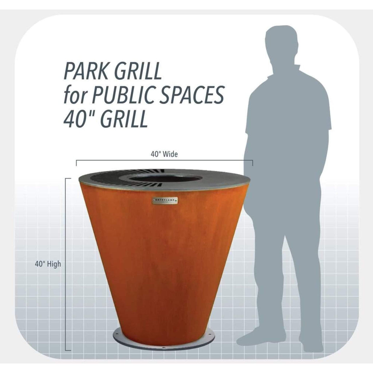 Arteflame Park Grill for Public Spaces and High Traffic - Fire Pit Stock