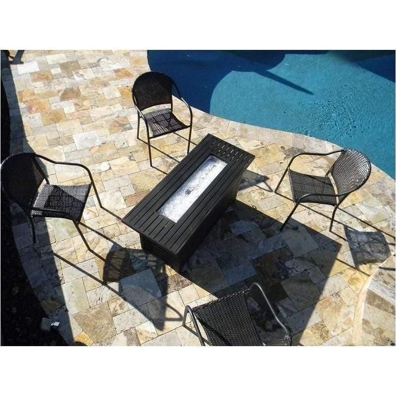 AZ Patio Heaters Black Mocha Finish Aluminum Rectangular Fire Pit With Wind Screen - Fire Pit Stock