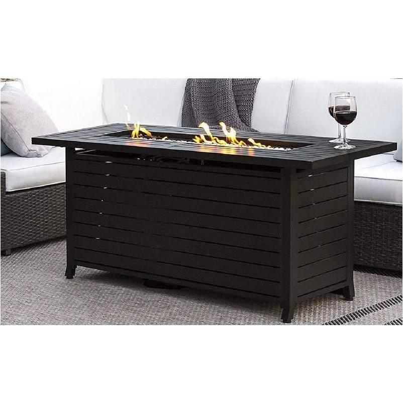 AZ Patio Heaters Black Mocha Finish Aluminum Rectangular Fire Pit With Wind Screen - Fire Pit Stock