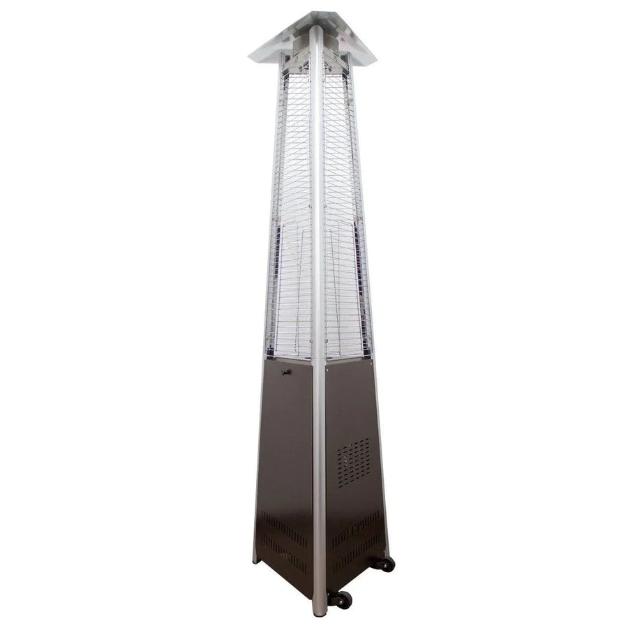 AZ Patio Heaters Hiland Tall Commercial Natural Gas Triangle Glass Tube Heater-Hammered Bronze - Fire Pit Stock