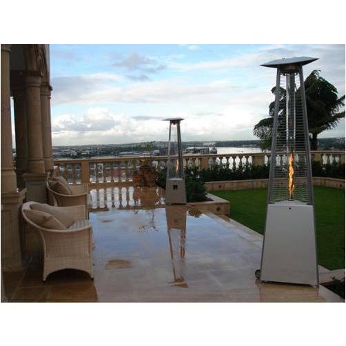 AZ Patio Heaters Hiland Tall Commercial Triangle Glass Tube Heater - Fire Pit Stock